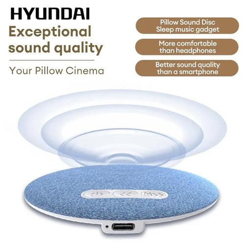HYUNDAI S1 Ultra-Thin Bluetooth Pillow Speaker - Immerse in Soft 3D Sound & White Noise for Relaxing Sleep, Compatible with Android & iOS