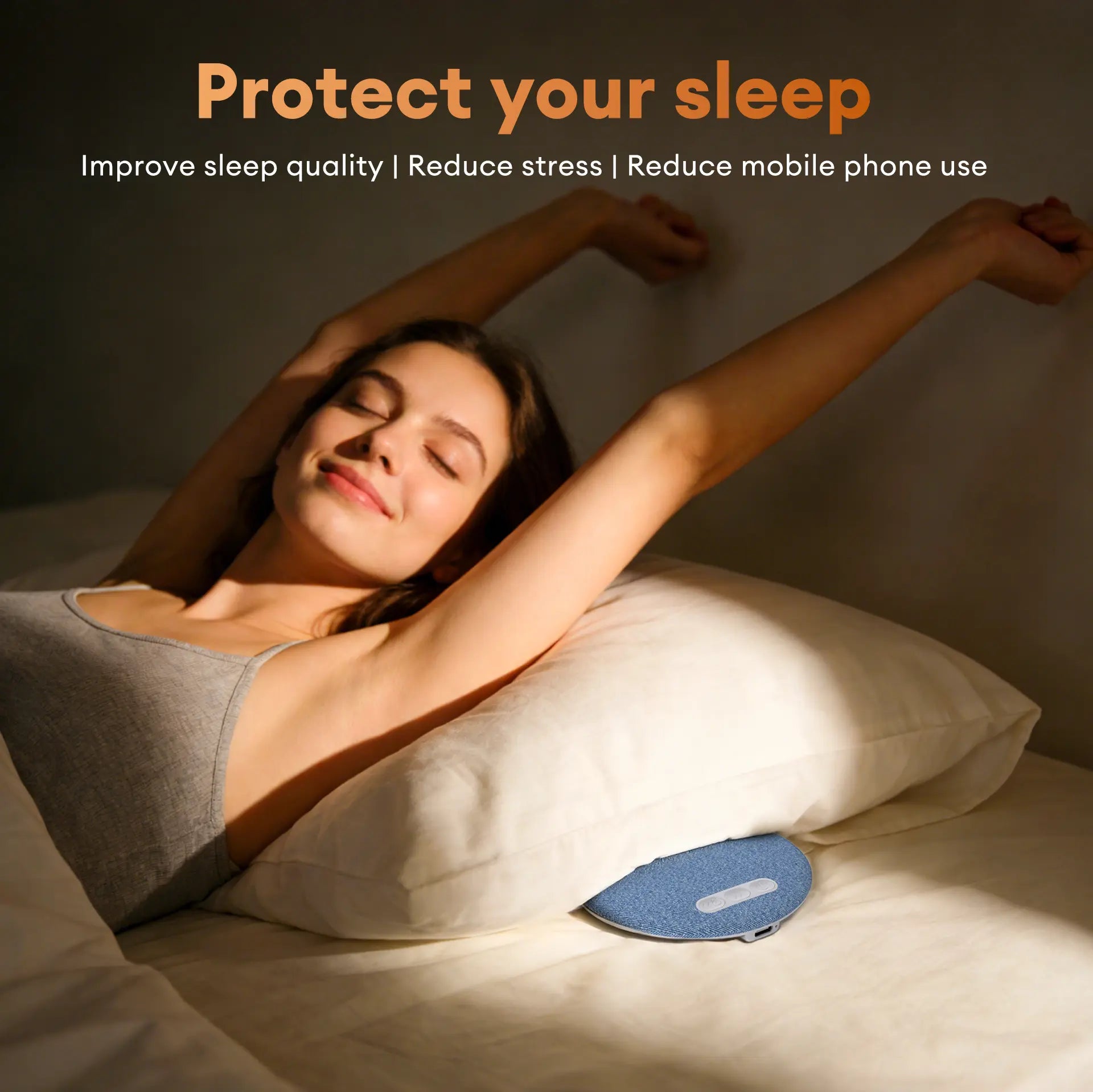 HYUNDAI S1 Ultra-Thin Bluetooth Pillow Speaker - Immerse in Soft 3D Sound & White Noise for Relaxing Sleep, Compatible with Android & iOS