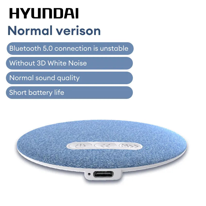 HYUNDAI S1 Ultra-Thin Bluetooth Pillow Speaker - Immerse in Soft 3D Sound & White Noise for Relaxing Sleep, Compatible with Android & iOS
