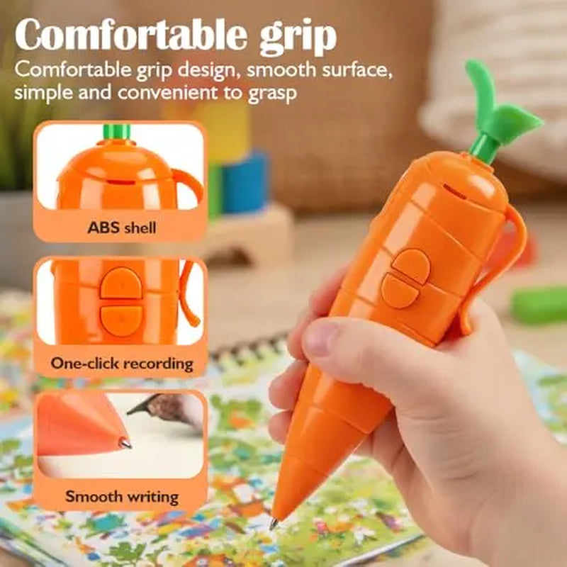 60-Second Carrot-Shaped Voice Recorder & Ballpoint Pen - Fun Gift for Kids, Students, and Teachers!