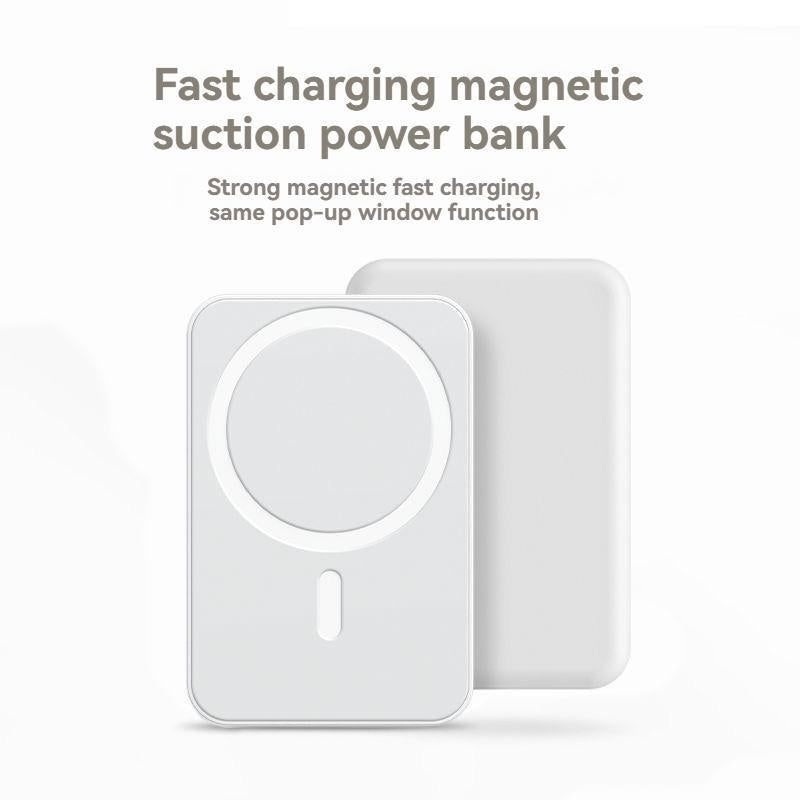 Magnetic Wireless Power Bank 5000mAh - Magsafe-Compatible Portable Charger with 15W Wireless Charging & 20W USB-C PD - Slim Battery Pack for iPhone 12-17 & Qi Android Devices (Includes Ring)