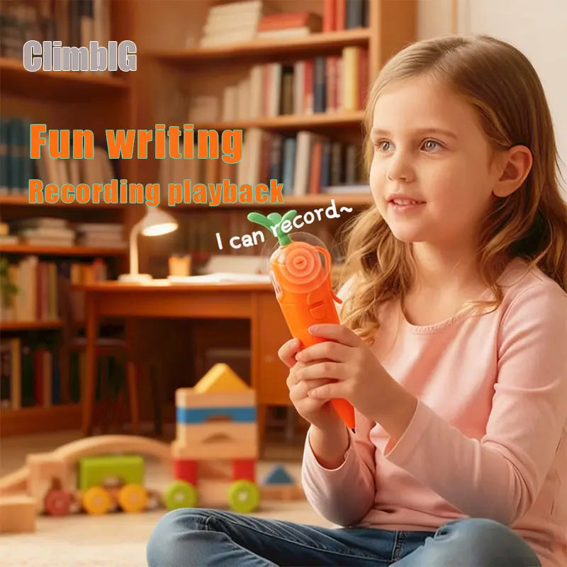 60-Second Carrot-Shaped Voice Recorder & Ballpoint Pen - Fun Gift for Kids, Students, and Teachers!