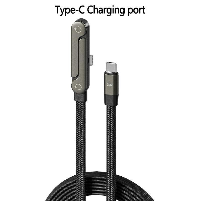 240W Super Fast Charging Invisible Holder Charger Cable & Phone Stand - 2-in-1 Type-C Cord for Gaming, Office, and Travel - Sleek Black Design