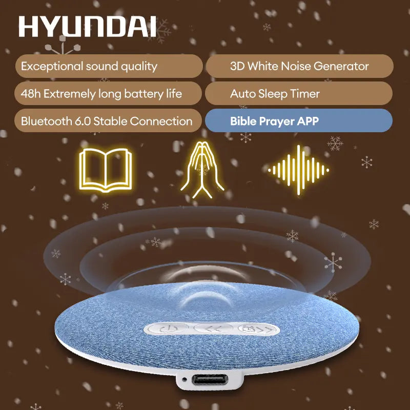 HYUNDAI S1 Ultra-Thin Bluetooth Pillow Speaker - Immerse in Soft 3D Sound & White Noise for Relaxing Sleep, Compatible with Android & iOS